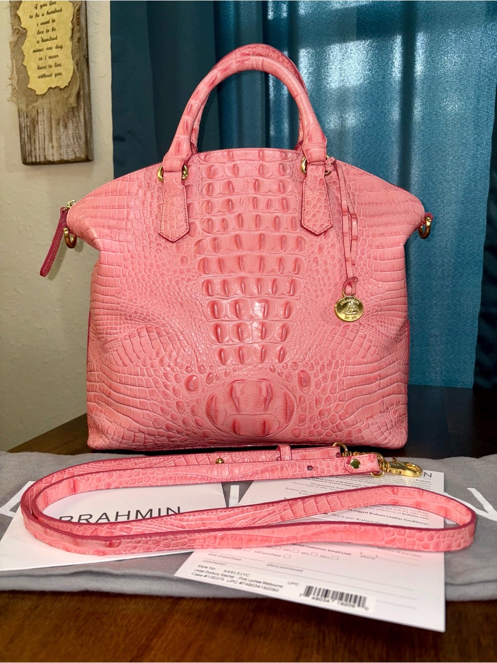 Brahmin EUC Lrg Duxbury - Pink Lychee - RARE, HTF - Coral Pink - Feminine - Picture 14 of 15